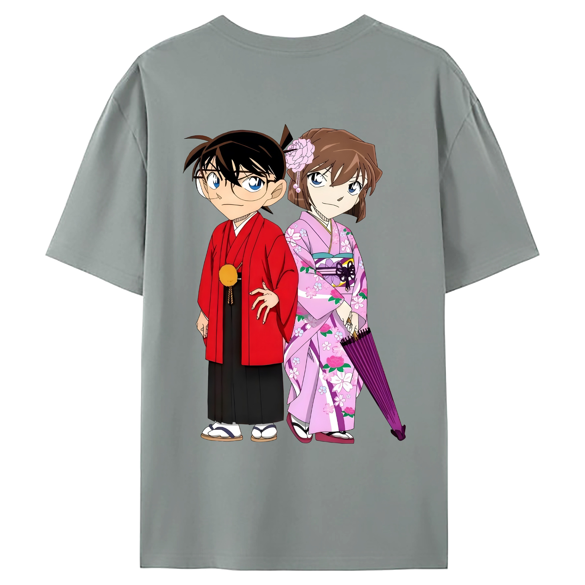 （画像用） 名探偵コナン 江戸川 コナン Detective Conan Conan Edogawa 綿100％ メンズ半袖Tシャツ（バックプリント） 通気性
